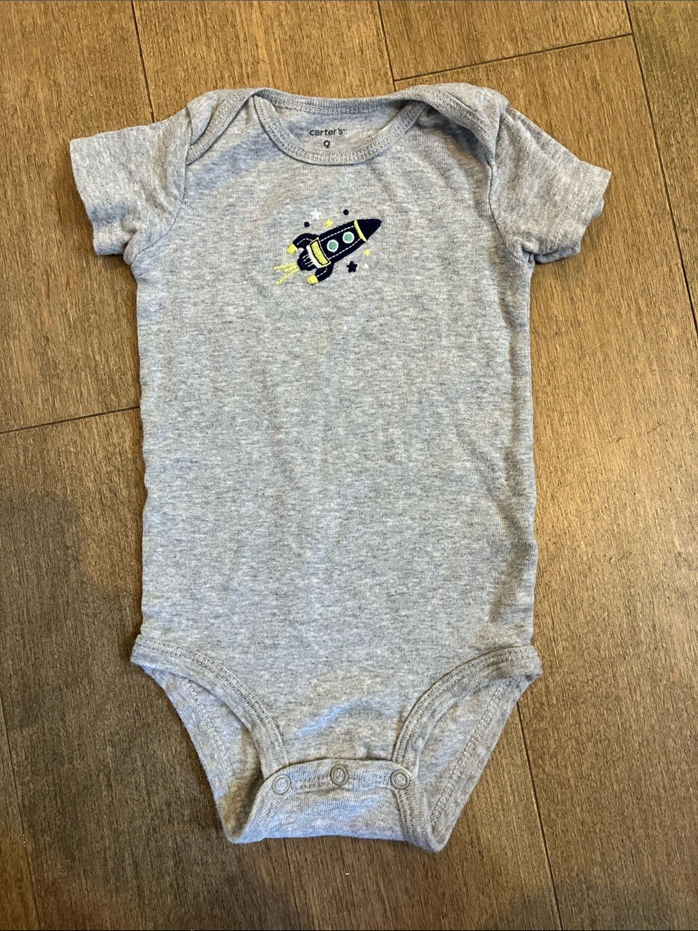 Carter's Gray Short-Sleeve Rocket One-Piece